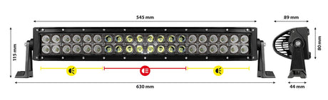 Barra a Led con struttura curva in alluminio, 10/30V - 55 cm