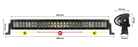 Barra a Led con struttura curva in alluminio, 10/30V - 80 cm