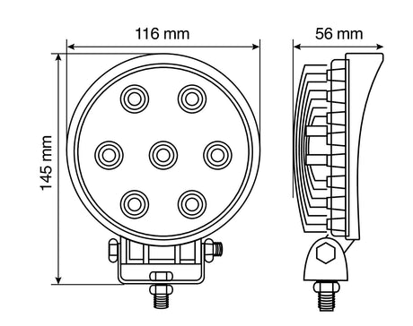 WL-1, faro ausiliario a 7 Led - 10/30V - Bianco