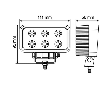 WL-2, faro ausiliario a 6 Led - 10/30V - Bianco