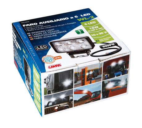 WL-2, faro ausiliario a 6 Led - 10/30V - Bianco