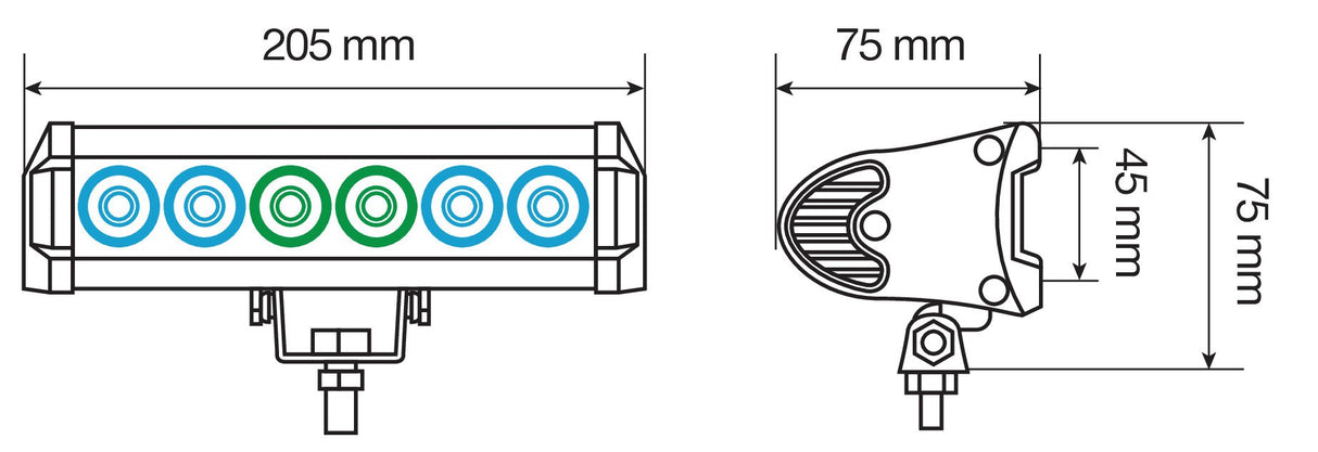 WL-5, faro ausiliario a 6 Led - 10/30V - Bianco