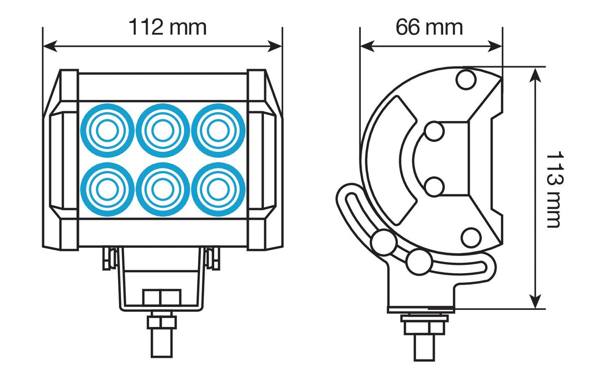 WL-6, faro ausiliario a 6 Led Cree - 9/32V - Bianco