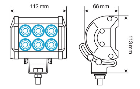 WL-6, faro ausiliario a 6 Led Cree - 9/32V - Bianco