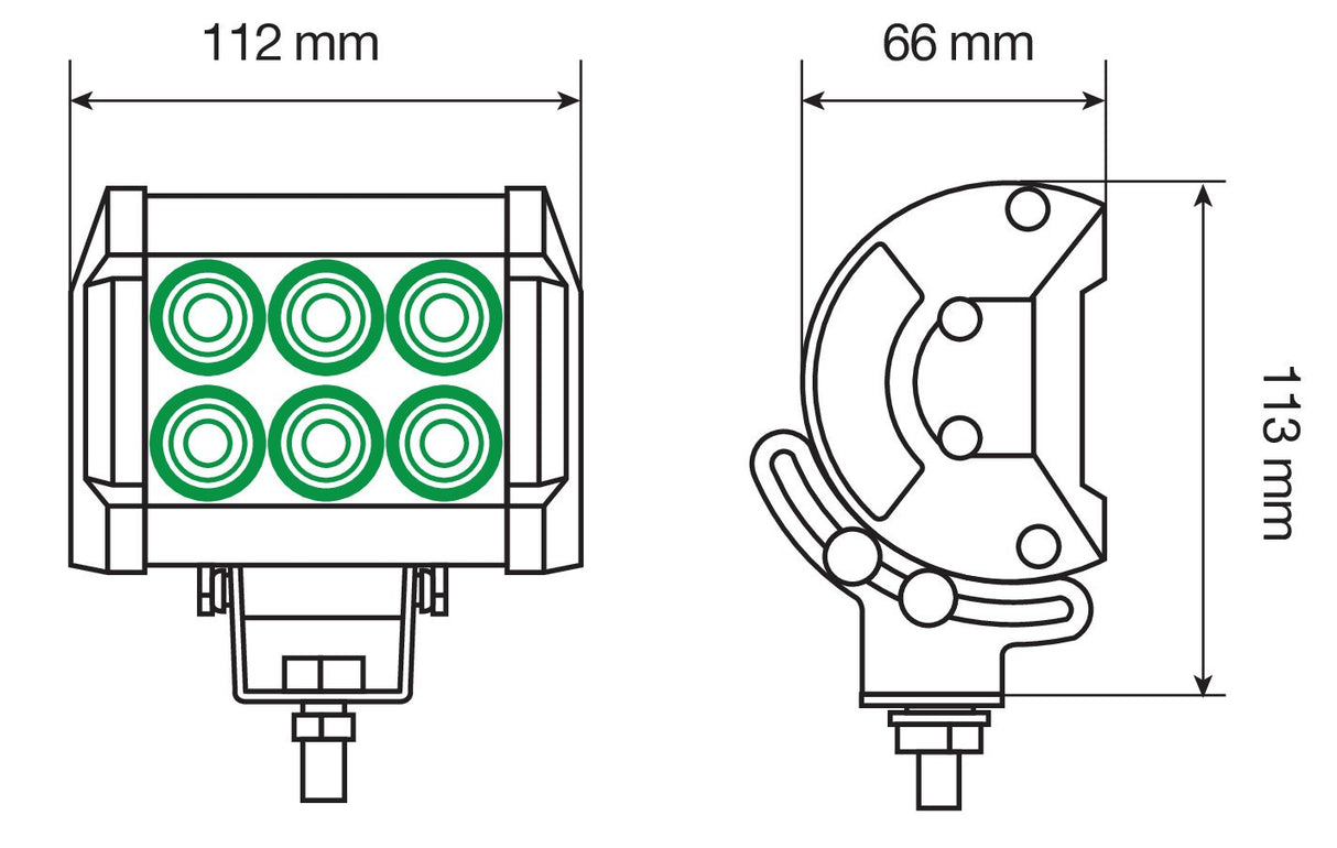 WL-7, faro ausiliario a 6 Led Cree - 9/32V - Bianco