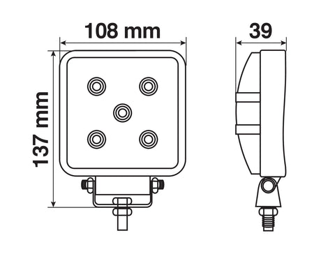 WL-15, faro ausiliario a 5 Led - 10-30V - Bianco