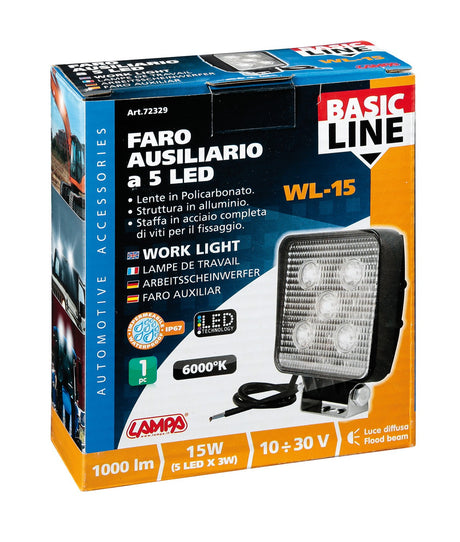 WL-15, faro ausiliario a 5 Led - 10-30V - Bianco