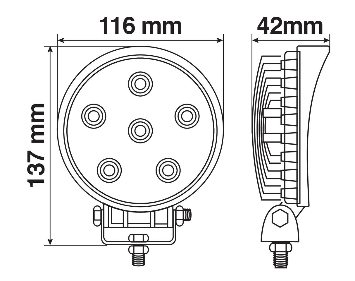 WL-16, faro ausiliario a 6 Led - 10-30V - Bianco