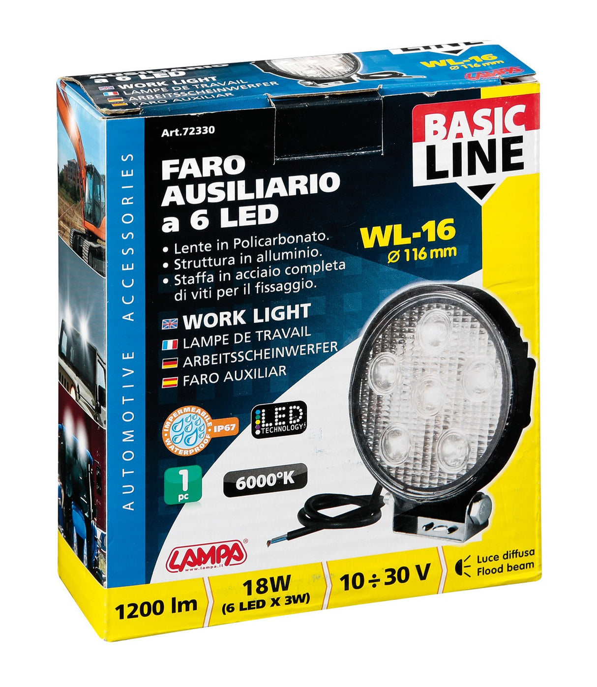 WL-16, faro ausiliario a 6 Led - 10-30V - Bianco