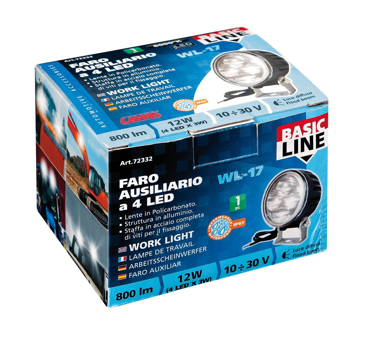 WL-17, faro ausiliario a 4 Led - 10-30V - Bianco