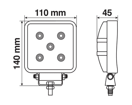 WL-13, faro ausiliario a 5 Led - 12/24V - Bianco