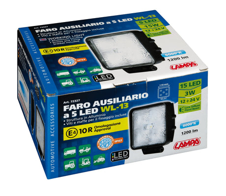 WL-13, faro ausiliario a 5 Led - 12/24V - Bianco