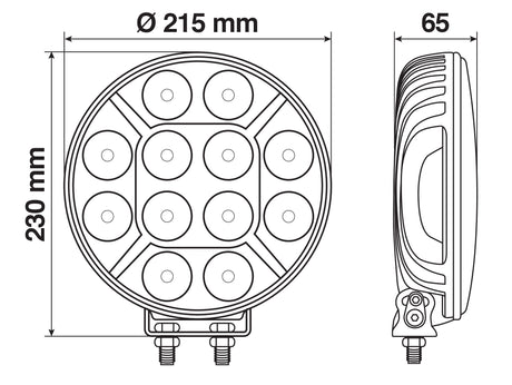 Orion, proiettore supplementare a 12 Led - 9/36V - Ø 215 mm - Nero