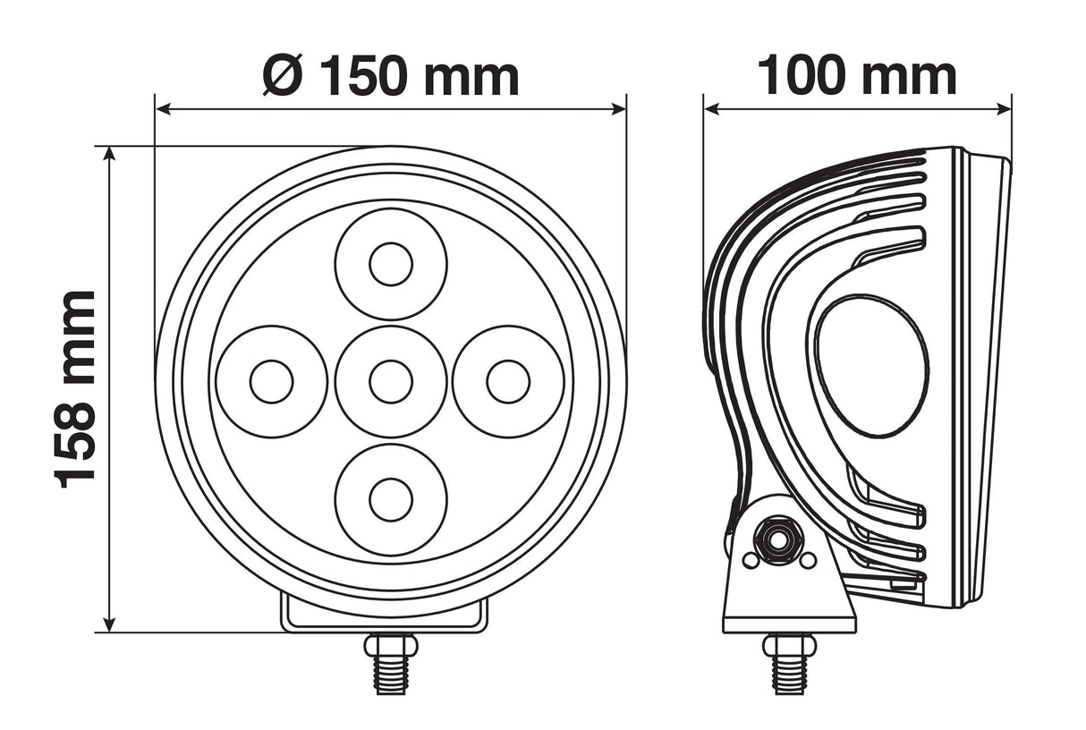 Angel-Led, proiettore supplementare a 7 Led - 9/36V - Ø 150 mm