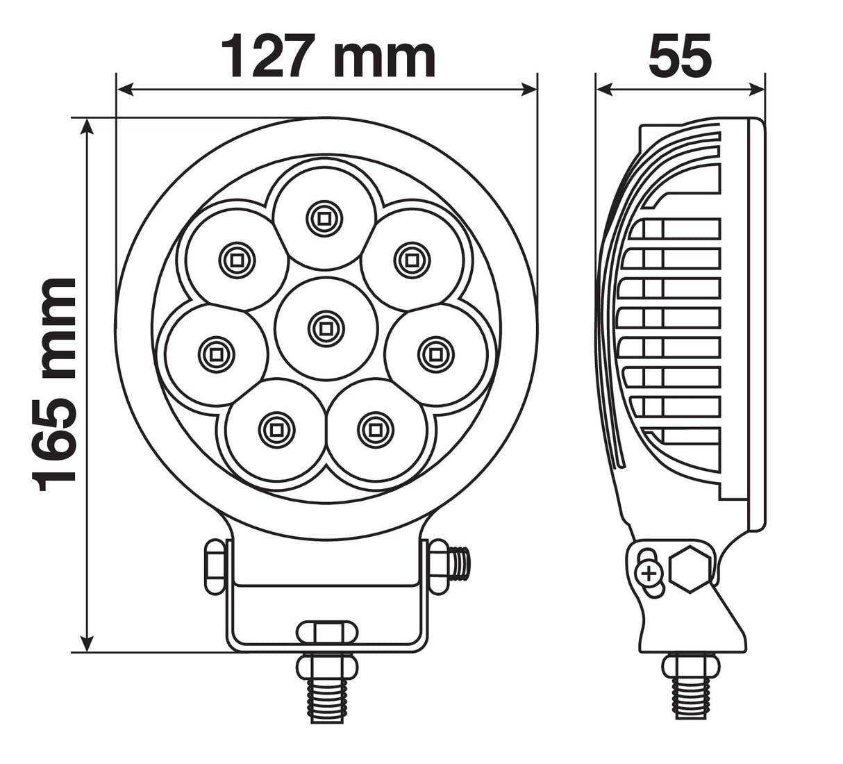 Mercury, proiettore supplementare a 8 Led - 12/24V - Ø 127 mm