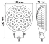 Jupiter, proiettore supplementare a 15 Led - 12/24V - Ø 178 mm