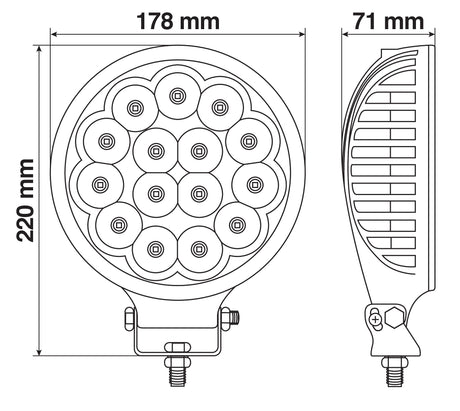 Jupiter, proiettore supplementare a 15 Led - 12/24V - Ø 178 mm