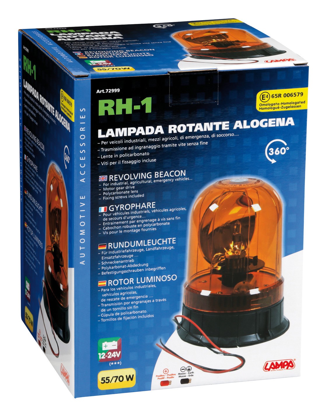 RH-1, lampada rotante alogena, 12/24V