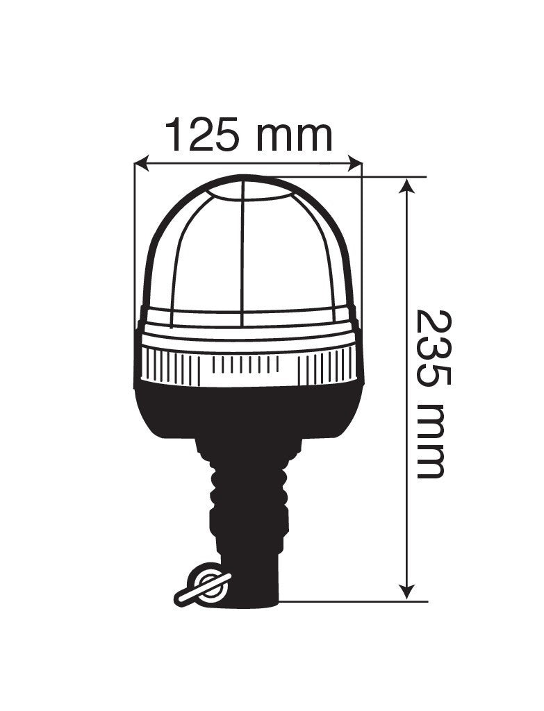 RH-3, lampada rotante alogena con base flessibile e attacco DIN, 12/24V