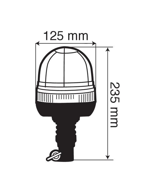 RH-3, lampada rotante alogena con base flessibile e attacco DIN, 12/24V