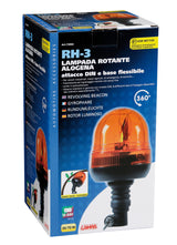 RH-3, lampada rotante alogena con base flessibile e attacco DIN, 12/24V