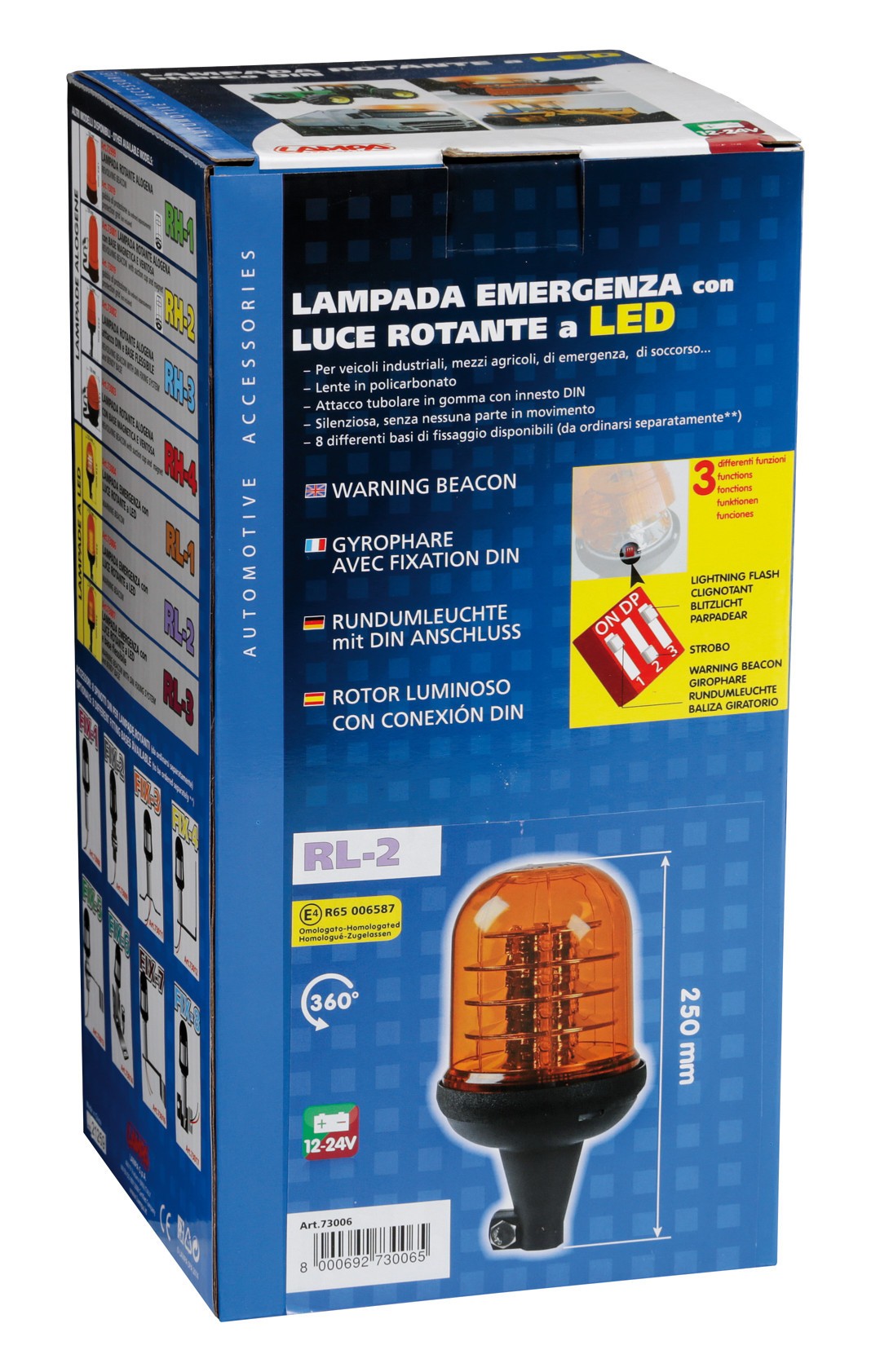 RL-2, lampada emergenza con luce rotante a Led, 12/24V