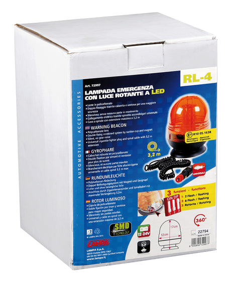 RL-4, lampada emergenza con luce rotante a Led, 12/24V