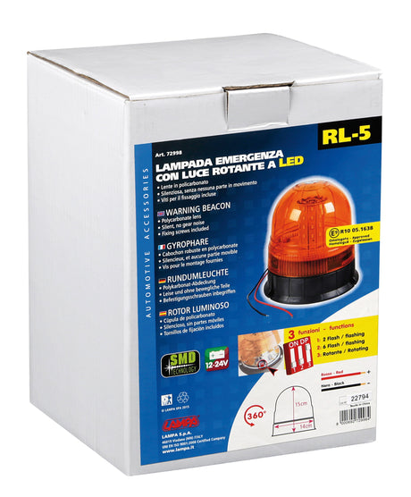 RL-5, lampada emergenza con luce rotante a Led, 12/24V