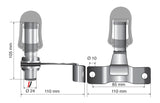 Fix-5, Staffa con perno e spinotto DIN per lampade rotanti, attacco tubolare