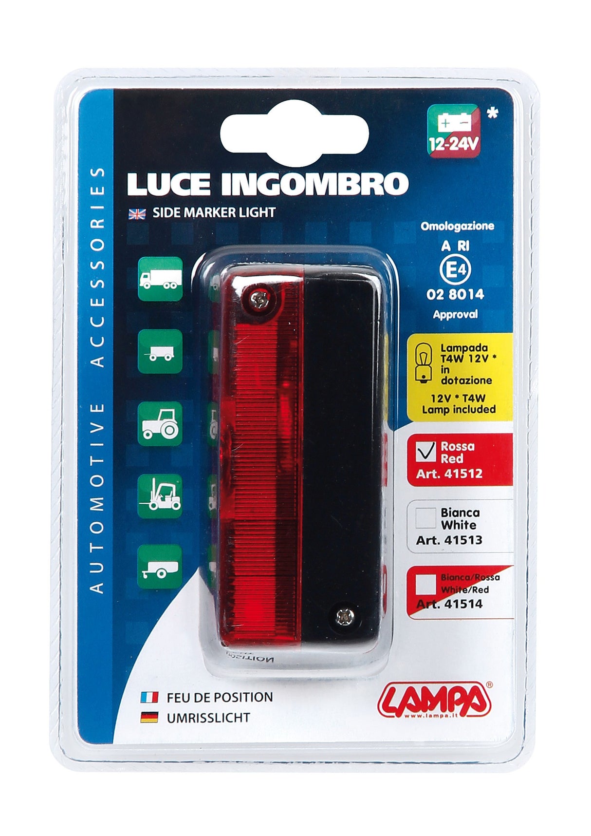 Luce ingombro, 12/24V - Rosso