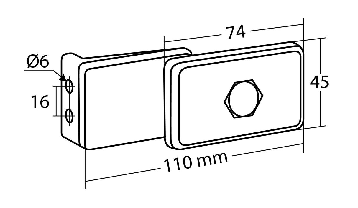 Luce ingombro con catarifrangente e staffa, 12/24V - Bianco