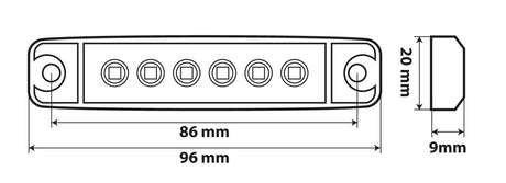 Luce ingombro a 6 Led, montaggio in superficie,12/24V - Verde