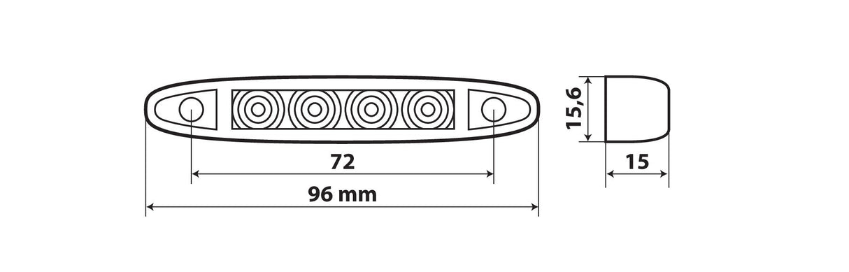 Luce ingombro a 4 Led, 12/24V - Rosso