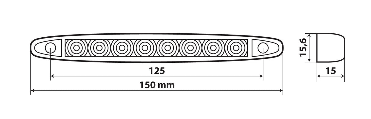 Luce ingombro a 8 led, 12/24V - Rosso