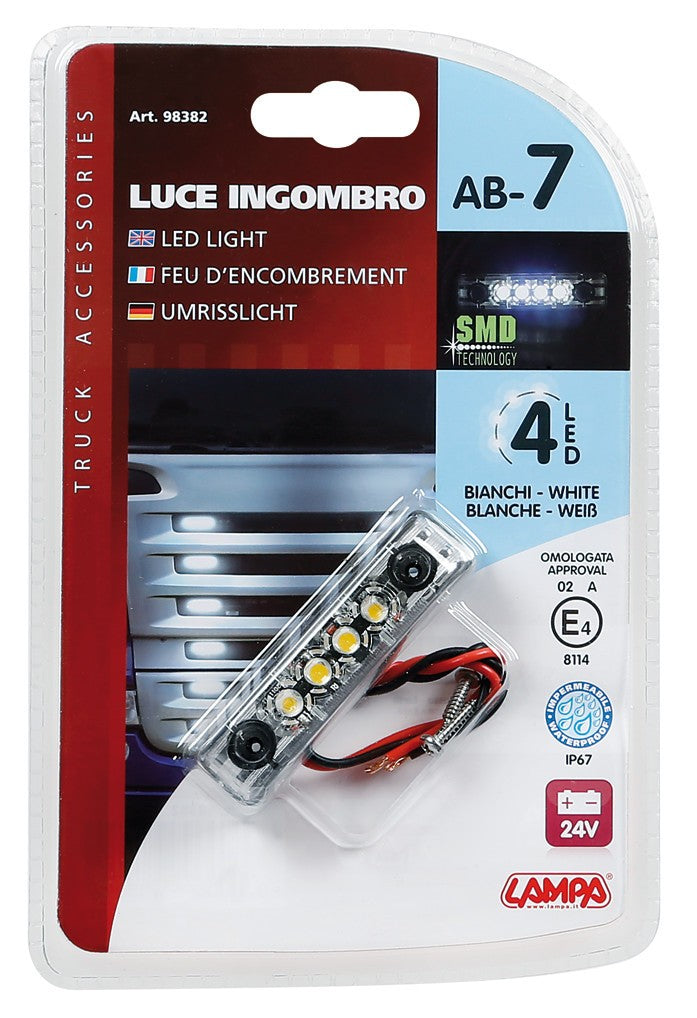 Luce perimetrale a 4 Led, 24V - Bianco