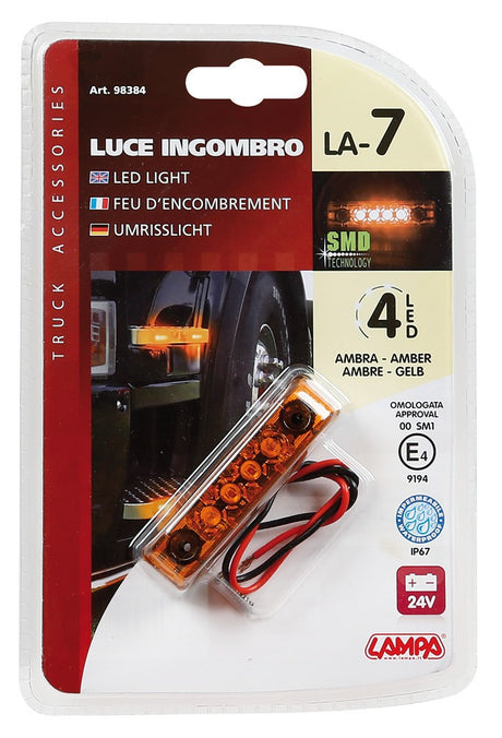 Luce perimetrale a 4 Led, 24V - Arancio