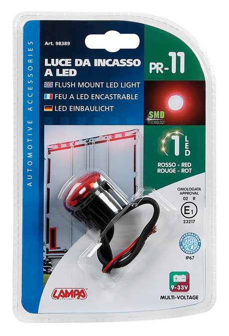 Luce perimetrale da incasso a 1 led, 12/24V - Rosso