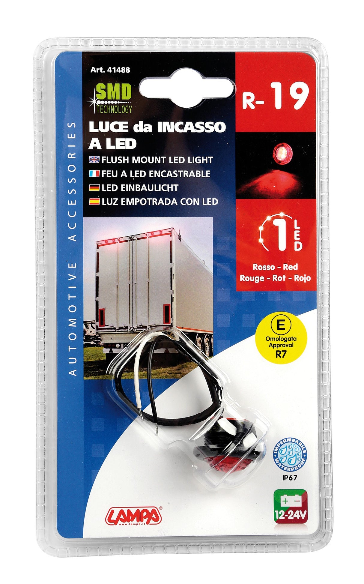 Luce da incasso a Led, 12/24V - Rosso