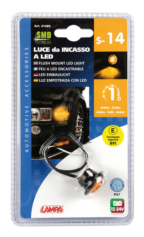 Luce da incasso a Led, 12/24V - Arancio