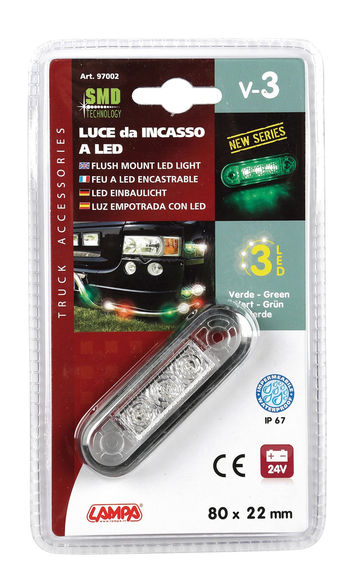 Luce da incasso a Led, 24V - Verde