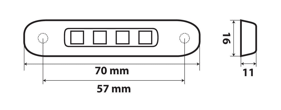 Luce ingombro a 4 Led, 12/24V - Bianco