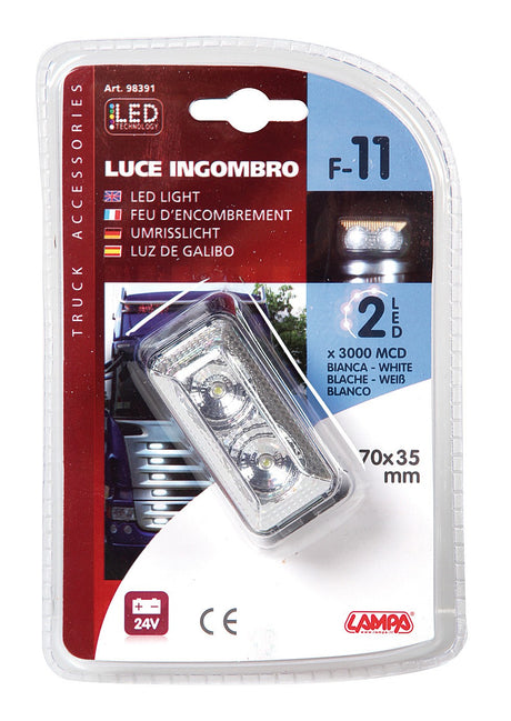 Luce ingombro a 2 Led, 24V - Bianco