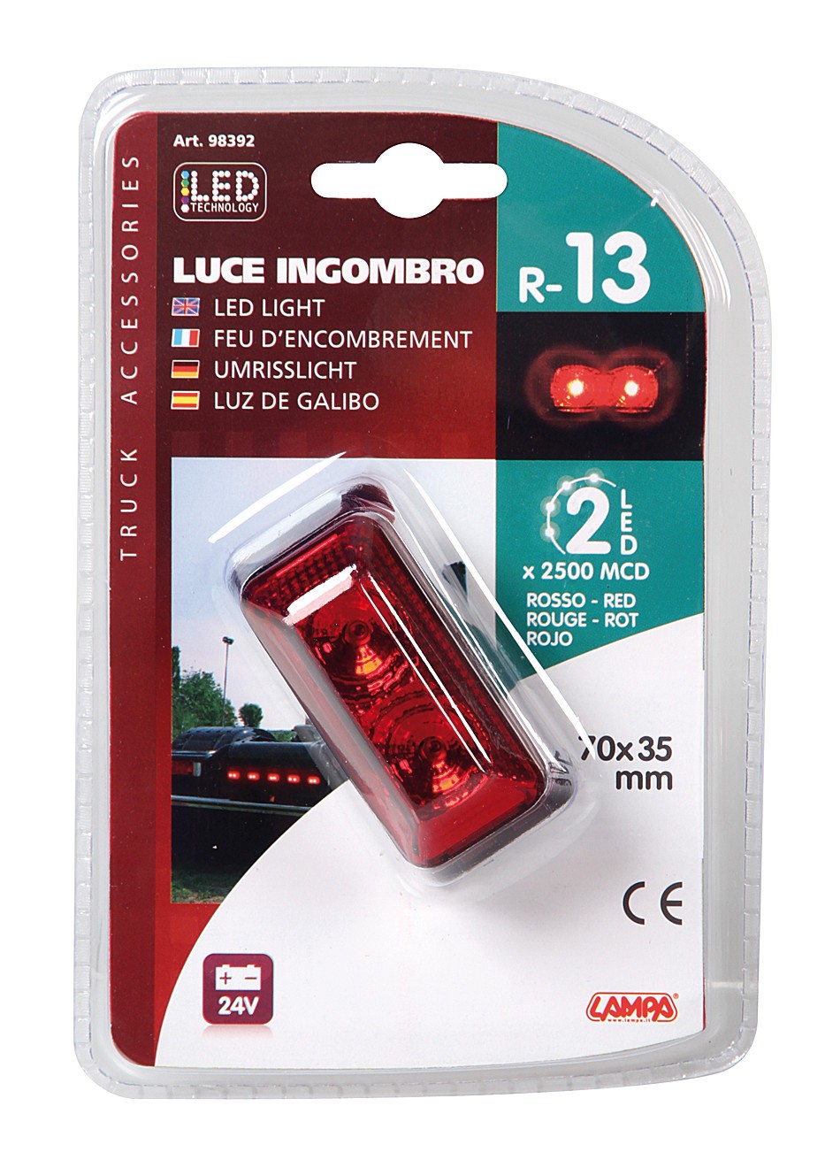 Luce ingombro a 2 Led, 24V - Rosso