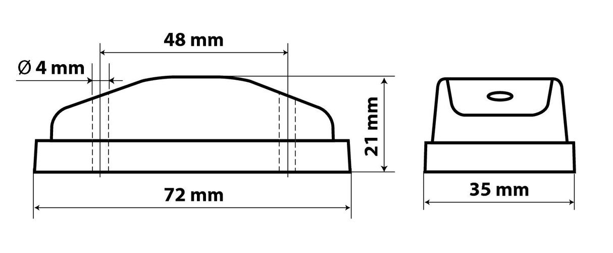 Luce ingombro a 2 Led, 24V - Arancio