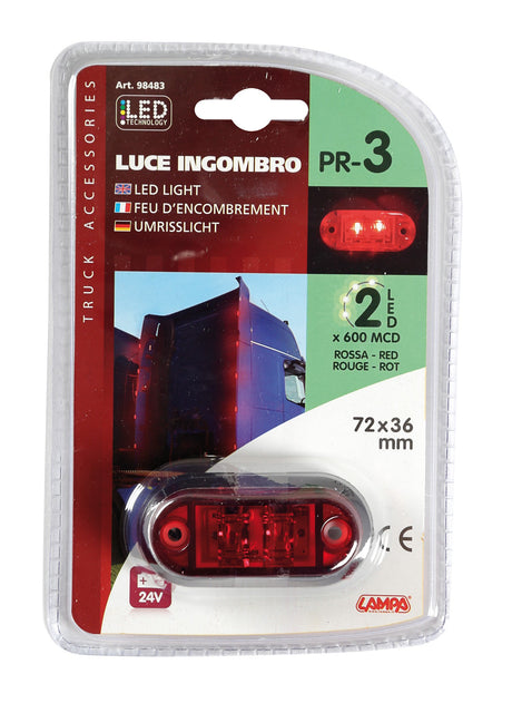 Luce ingombro a 2 Led, 24V - Rosso