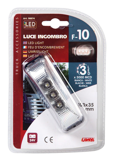 Luce ingombro a 3 Led, 24V - Bianco