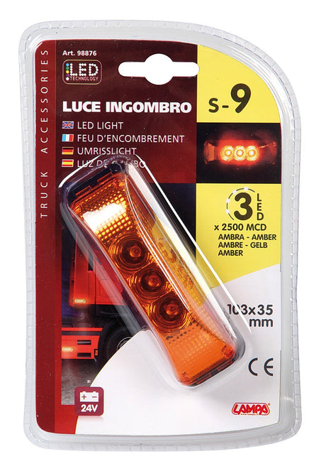 Luce ingombro a 3 Led, 24V - Arancio