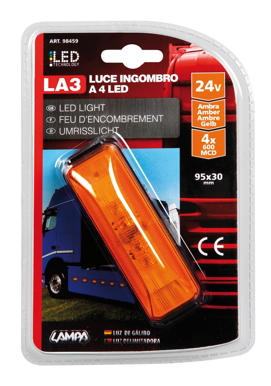 Luce ingombro a 4 Led, 24V - Arancio