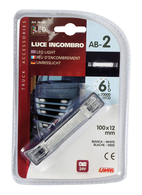 Luce ingombro a 6 Led, 24V - Bianco