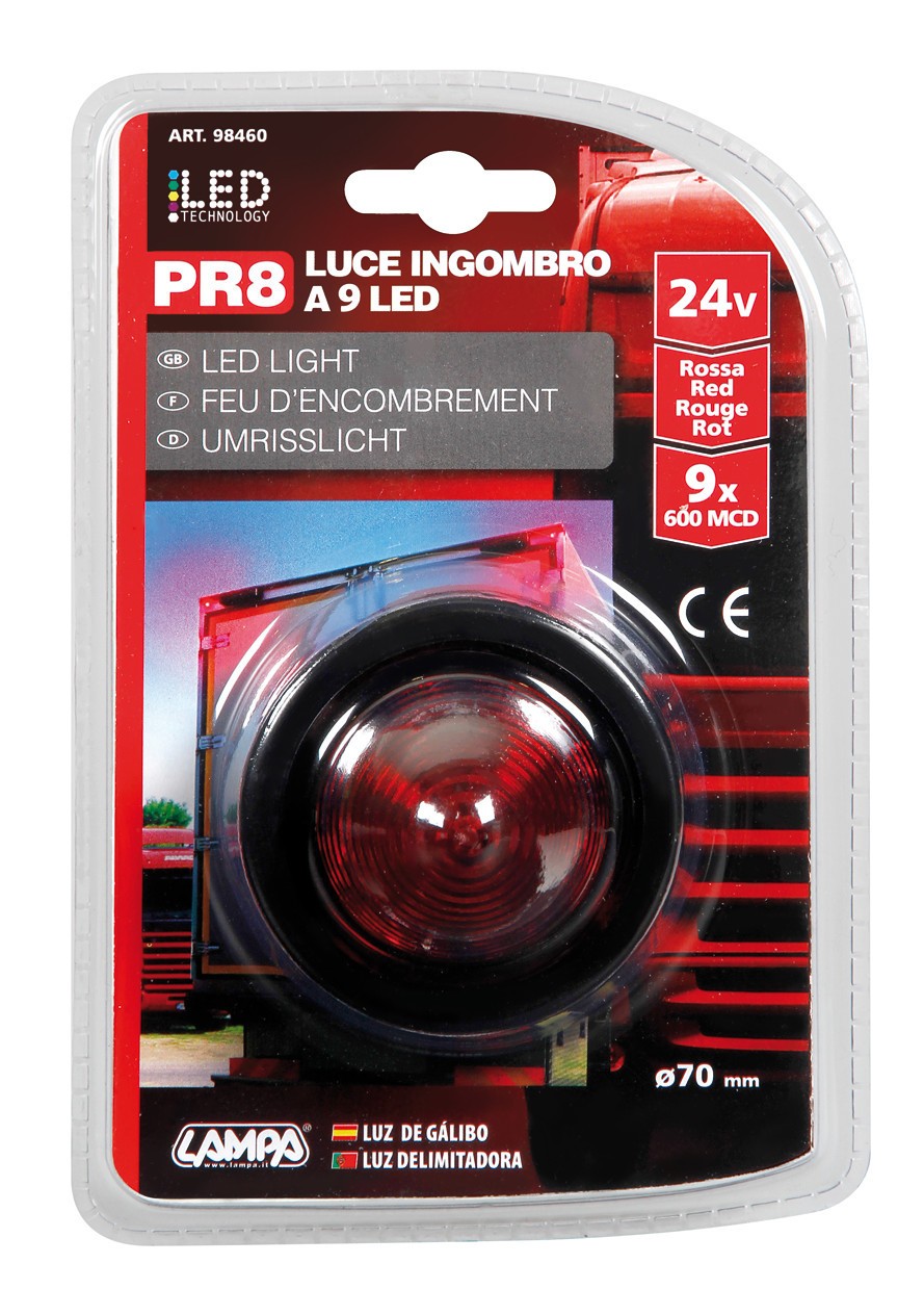 Luce ingombro a 9 Led, 24V - Rosso